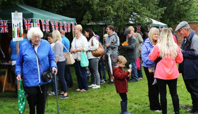 Queue for the tombola stall at the Tardebigge Fair and Show 2016
